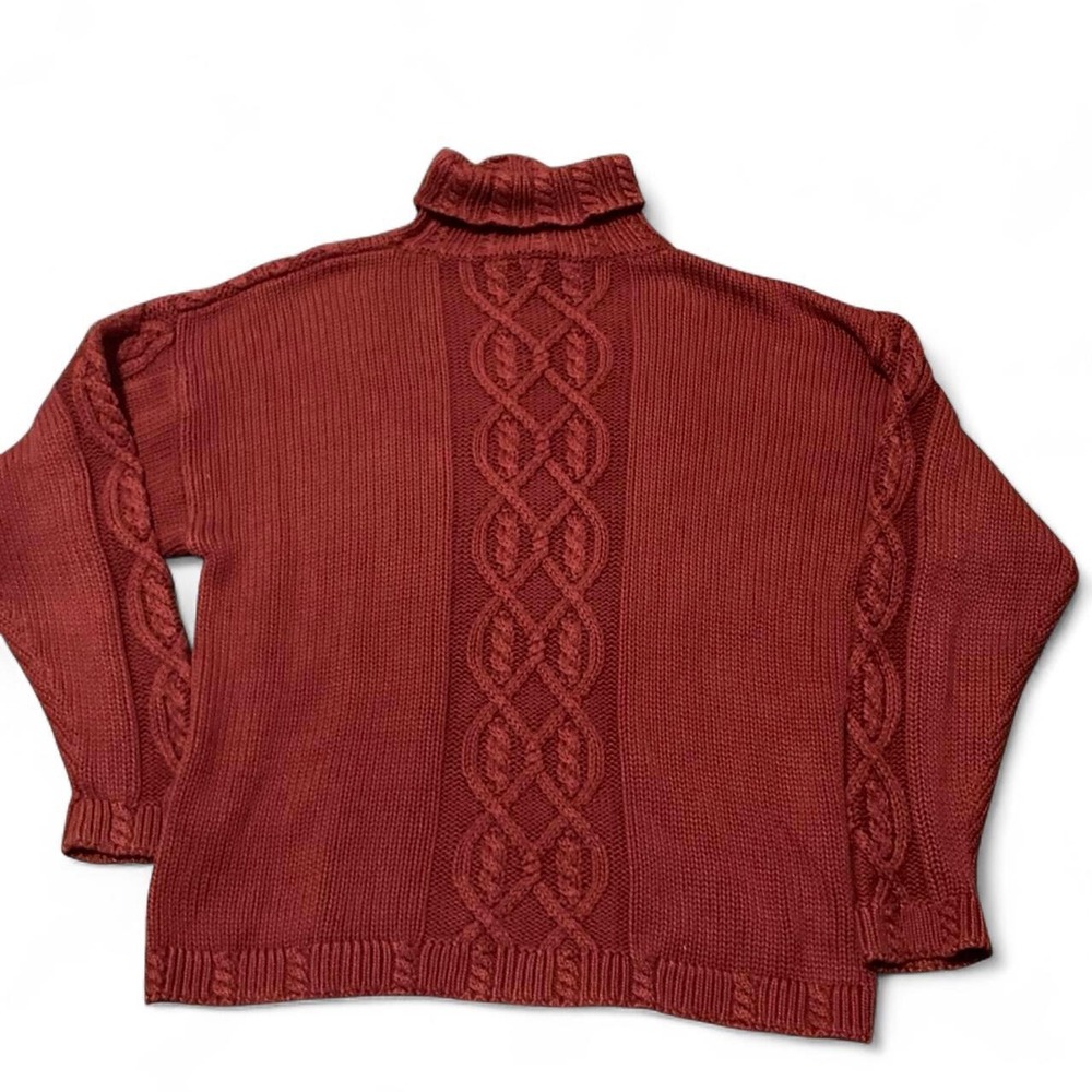 Jacob vintage 80s/90s red cable knit sweater roll neck Hong Kong M/22 - Picture 5 of 8